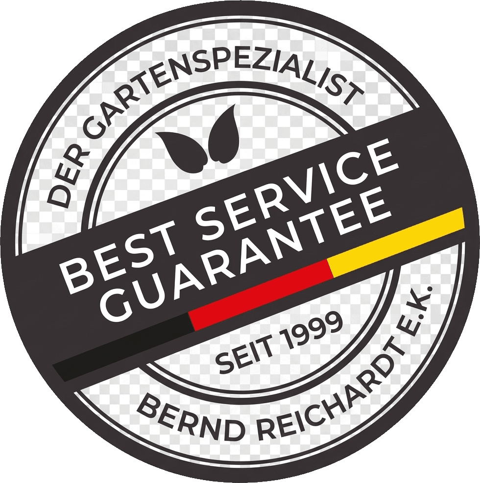 Gütesiegel — Der Gartenspezialist · Best Service Guarantee · seit 1999